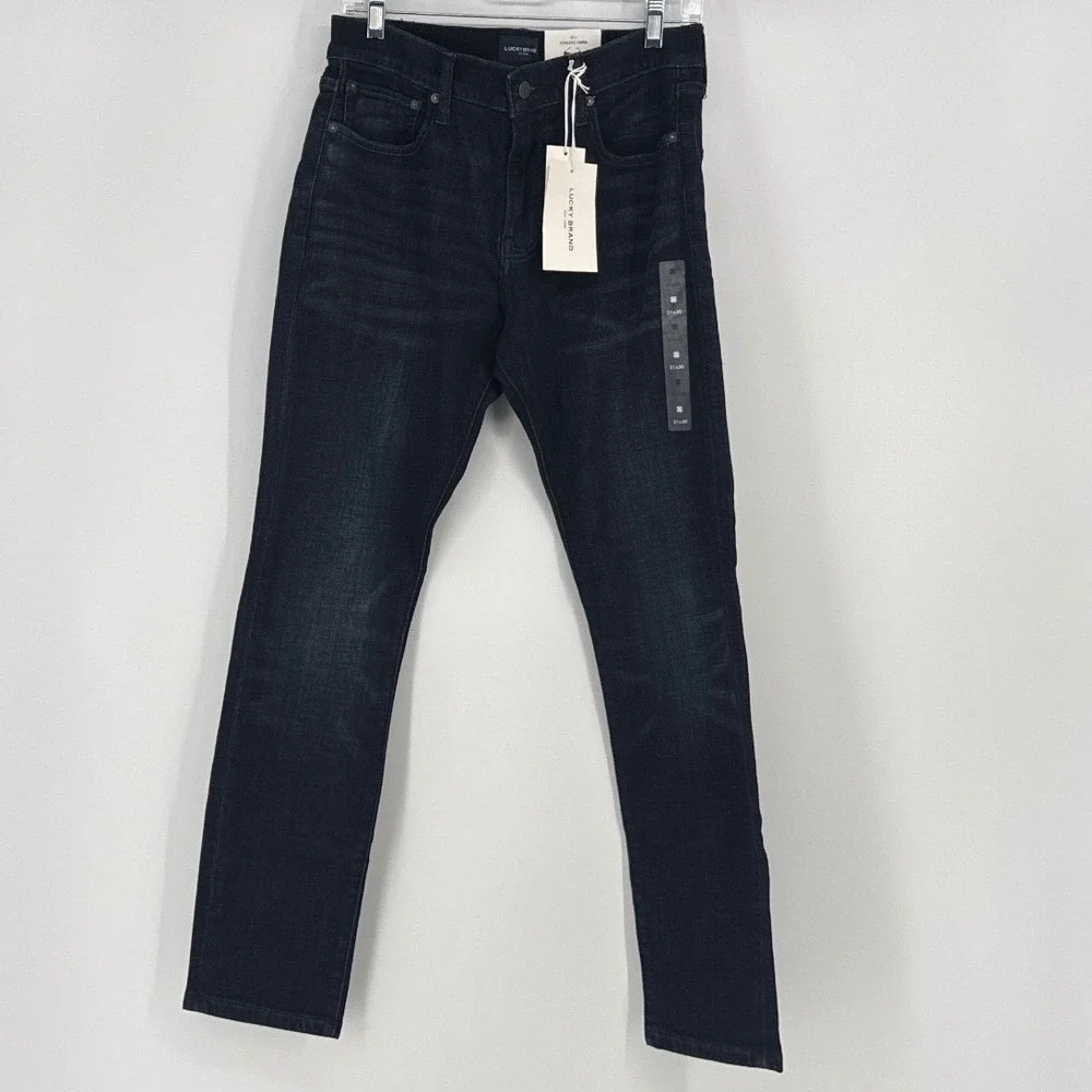 Lucky Brand 411 Athletic Taper Mens 31x30 Dark Blue Coolmax Stretch Jeans